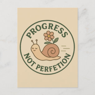 : Progress Not Perfection Snail Postcard