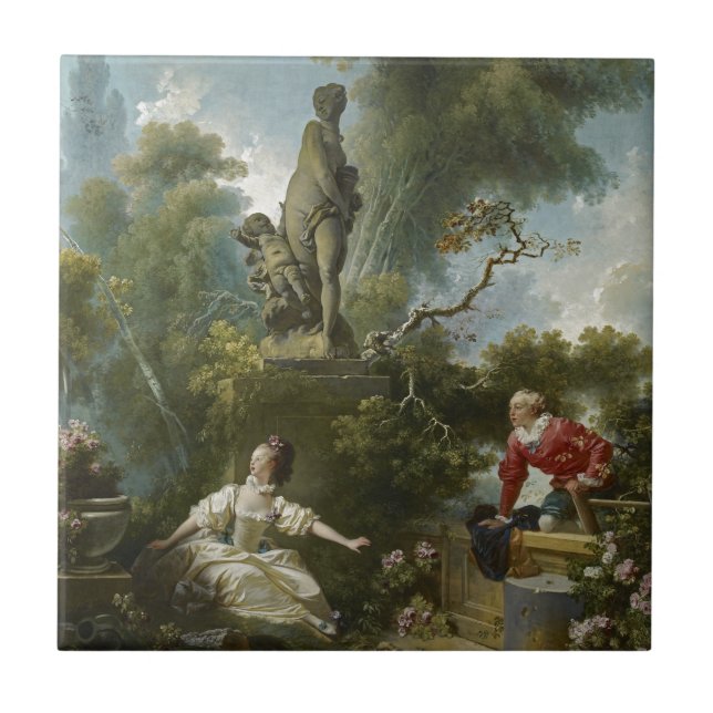 Progress of Love: The Rendezvous by Fragonard Tile (Front)