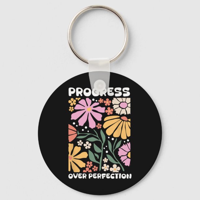 Progress Over Perfection Aby Therapist Behaviour R Key Ring (Front)