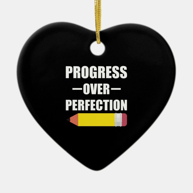 Progress Over Perfection Back To School Teacher Ceramic Tree Decoration (Front)