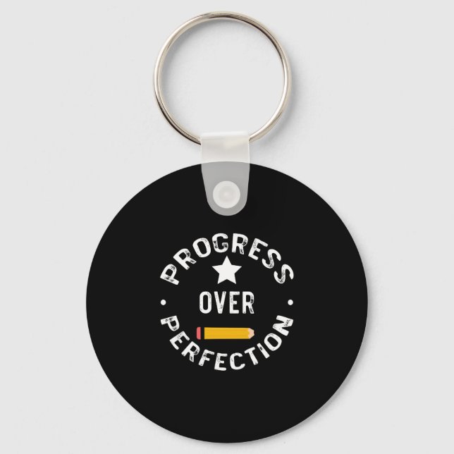 Progress Over Perfection Back To School Teacher Key Ring (Front)