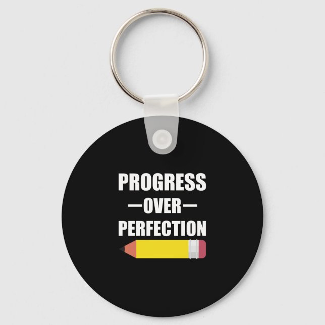 Progress Over Perfection Back To School Teacher Key Ring (Front)