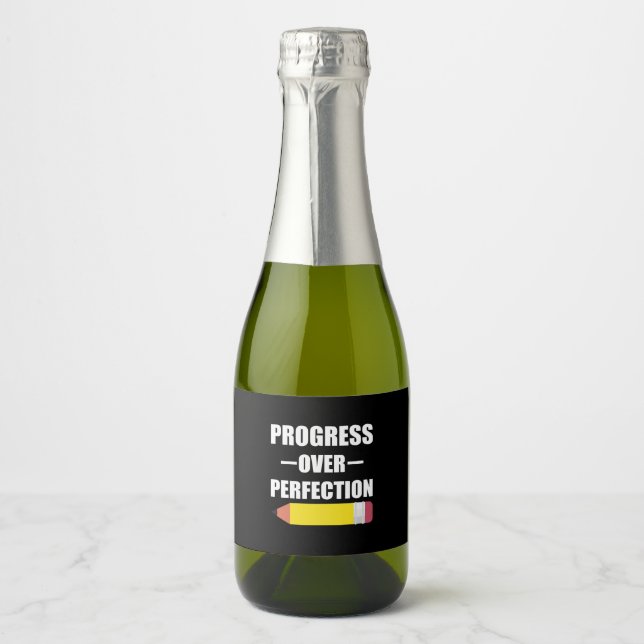 Progress Over Perfection Back To School Teacher Sparkling Wine Label (Front)