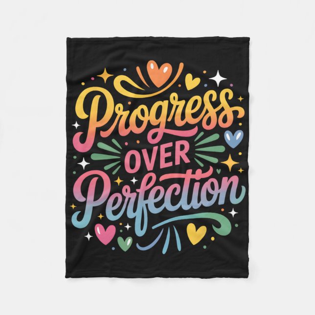 Progress Over Perfection Back To School Teachers E Fleece Blanket (Front)