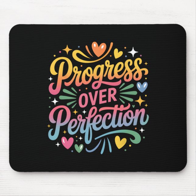 Progress Over Perfection Back To School Teachers E Mouse Mat (Front)