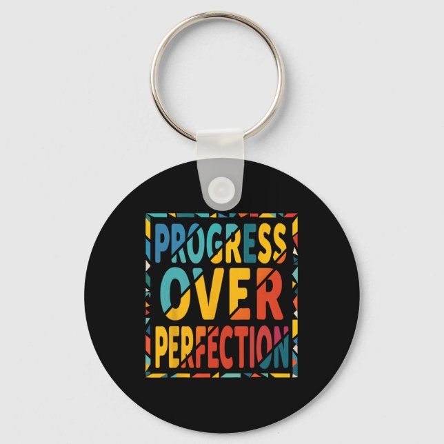 Progress Over Perfection Back To School Teachers S Key Ring (Front)