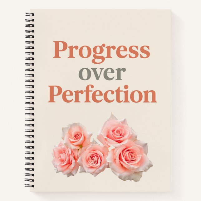 Progress Over Perfection – Motivational 8.5" x 11" Notebook (Front)