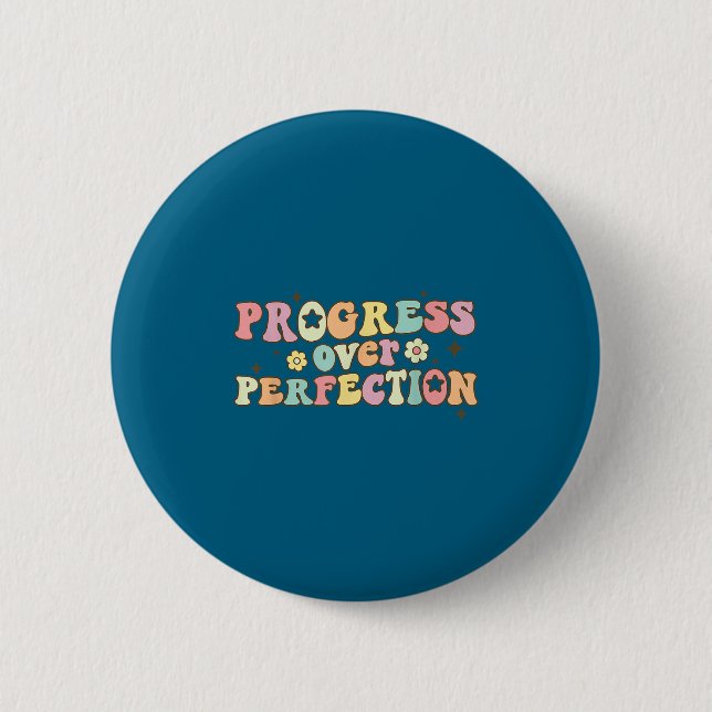 Progress Over Perfection Motivational Back To Scho 6 Cm Round Badge (Front)