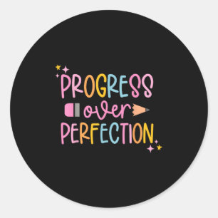 Progress Over Perfection Motivational Back To Scho Classic Round Sticker