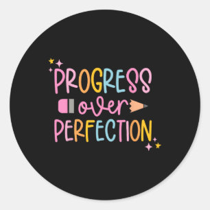 Progress Over Perfection Motivational Back To Scho Classic Round Sticker