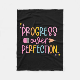 Progress Over Perfection Motivational Back To Scho Fleece Blanket