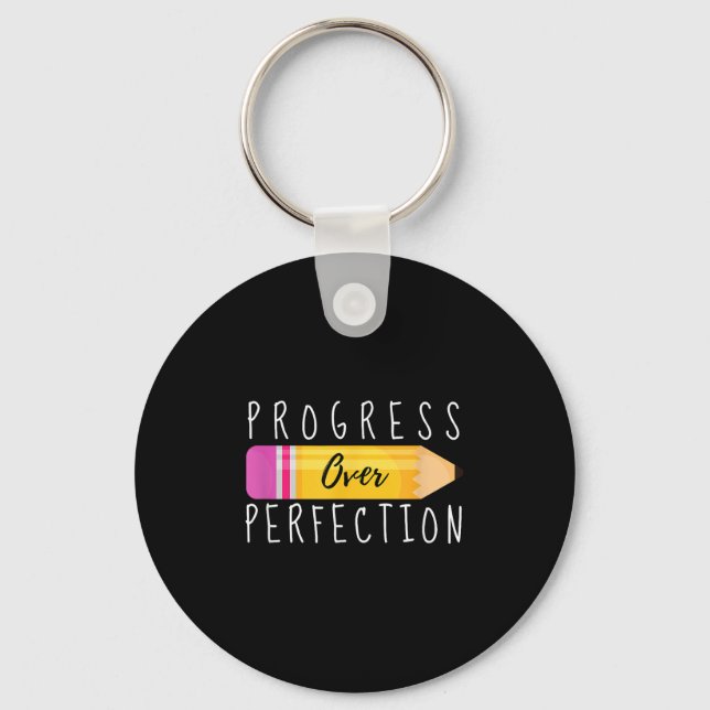 Progress Over Perfection Motivational Back To Scho Key Ring (Front)