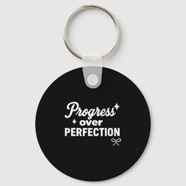 Progress Over Perfection Motivational Christian Se Key Ring (Front)