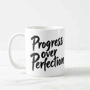 Progress Over Perfection – Motivational Handwritte Coffee Mug