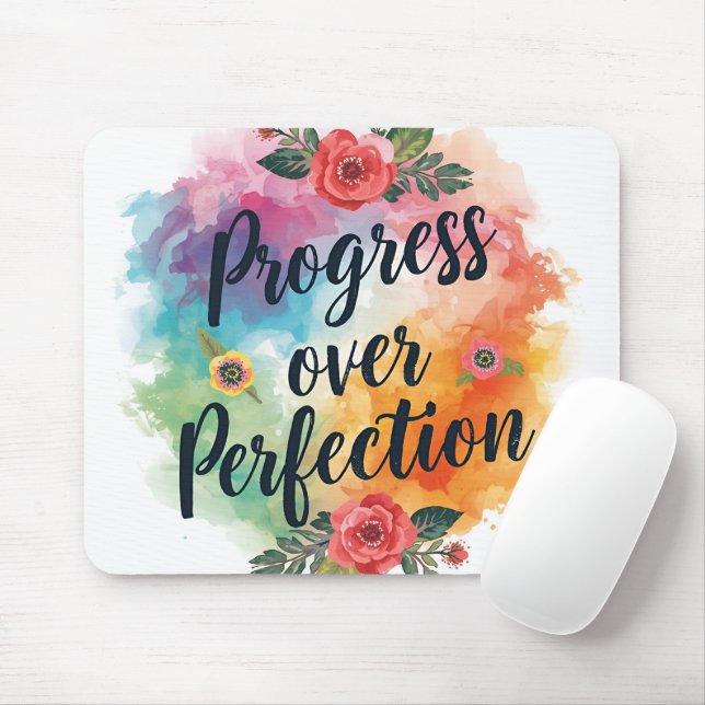 Progress Over Perfection Motivational Mouse Mat (With Mouse)