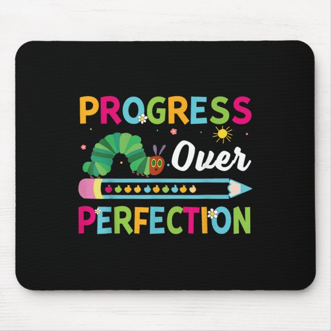 Progress Over Perfection Motivational Quote Studen Mouse Mat (Front)