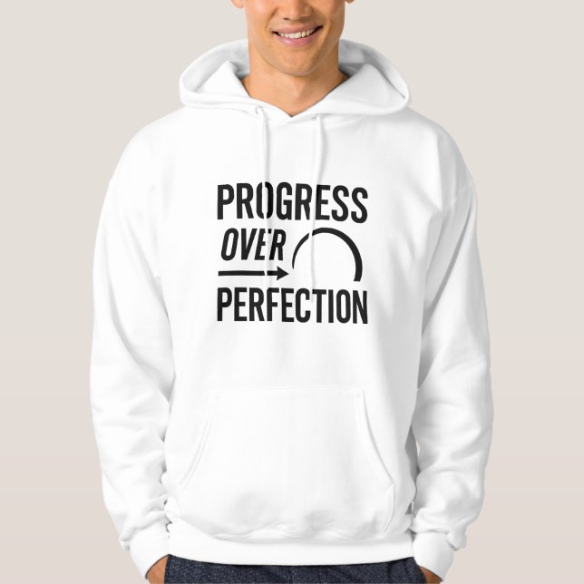 Progress Over Perfection – Motivational Sunrise De Hoodie (Front)