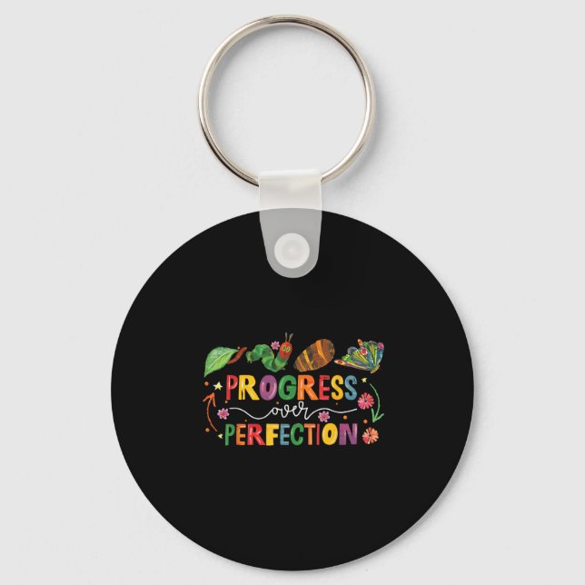 Progress Over Perfection Motivational Teacher For  Key Ring (Front)