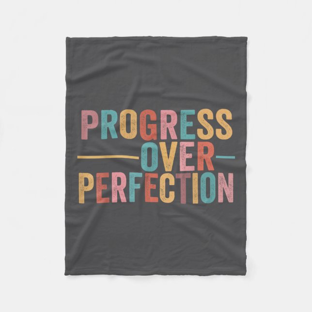 Progress Over Perfection Motivational Teacher Retr Fleece Blanket (Front)
