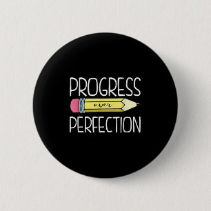 Progress Over Perfection Preppy Teacher Back To Sc 6 Cm Round Badge