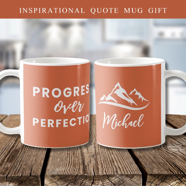Progress Over Perfection Quote Name Terracotta  Coffee Mug (Creator Uploaded)