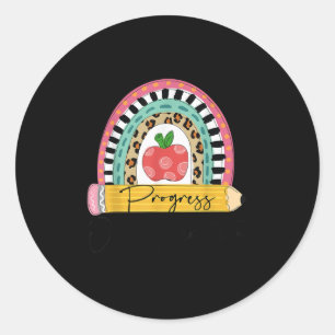 Progress Over Perfection Rainbow Pencil Motivation Classic Round Sticker