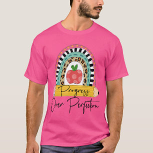Progress Over Perfection Rainbow Pencil Motivation T-Shirt