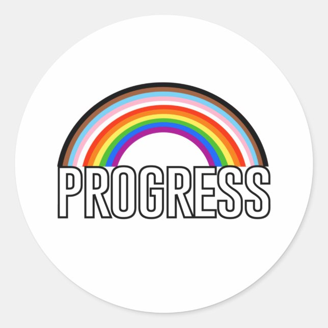 Progress Pride Arc Classic Round Sticker (Front)