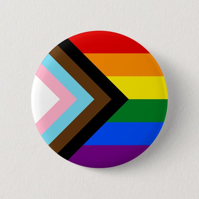 Progress Pride Flag 6 Cm Round Badge (Front)