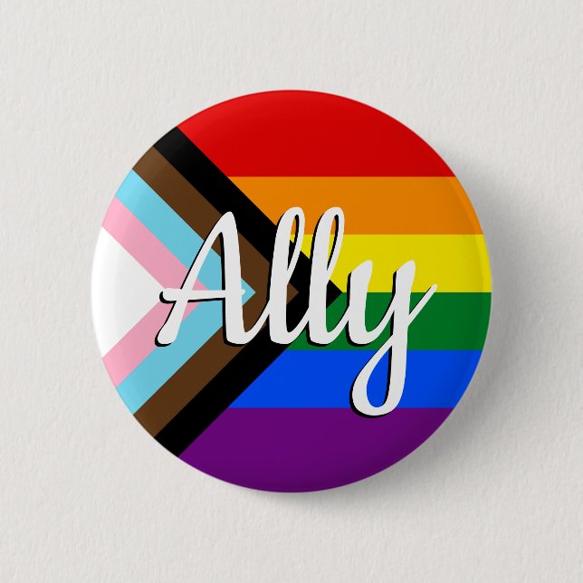 Progress Pride Flag Ally Button (Front)