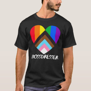 Progress Pride Flag Heart Inclusivity Crossdresse T-Shirt
