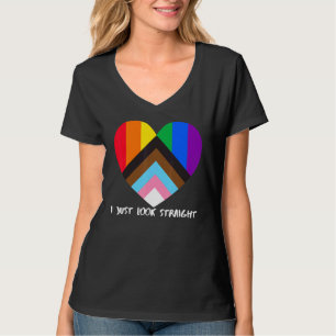 Progress Pride Flag Heart Inclusivity I Just Look T-Shirt