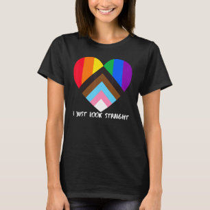 Progress Pride Flag Heart Inclusivity I Just Look T-Shirt