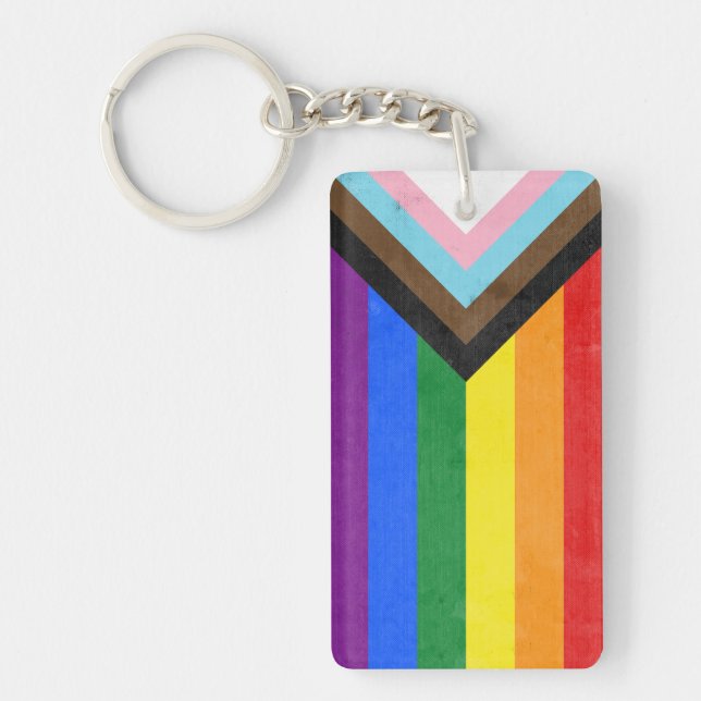 Progress Pride Flag Key Ring (Front)