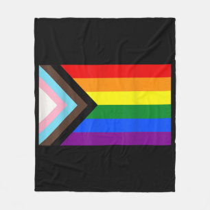 Progress Pride Flag LGBT T-Shirt Fleece Blanket