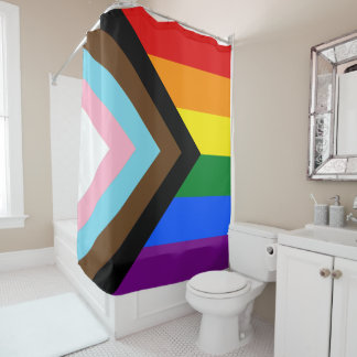 Progress Pride Flag LGBTQ+ Shower Curtain