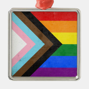 Progress Pride Flag Metal Tree Decoration