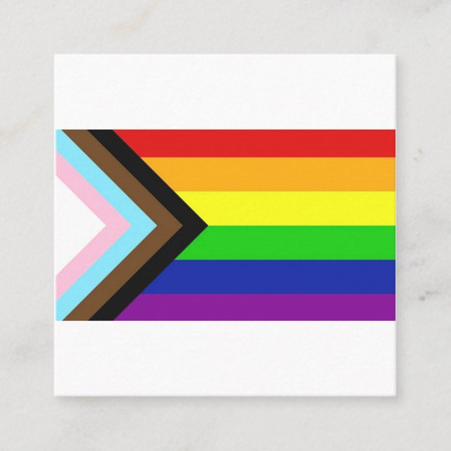 Progress Pride Flag Square Business Card (Front)