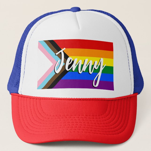Progress Pride Flag | Your Name |  Trucker Hat (Front)