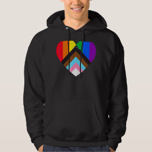 Progress Pride Heart Flag  Mental Health Awareness Hoodie