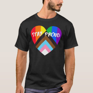 Progress Pride Heart Flag Stay Proud T-Shirt