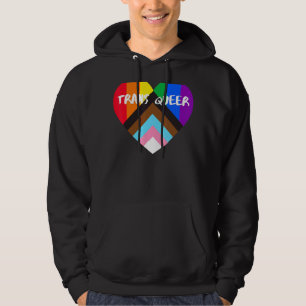 Progress Pride Heart Flag Trans Queer Hoodie
