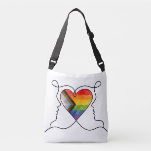 Progress Pride Heart Line Art Crossbody Bag