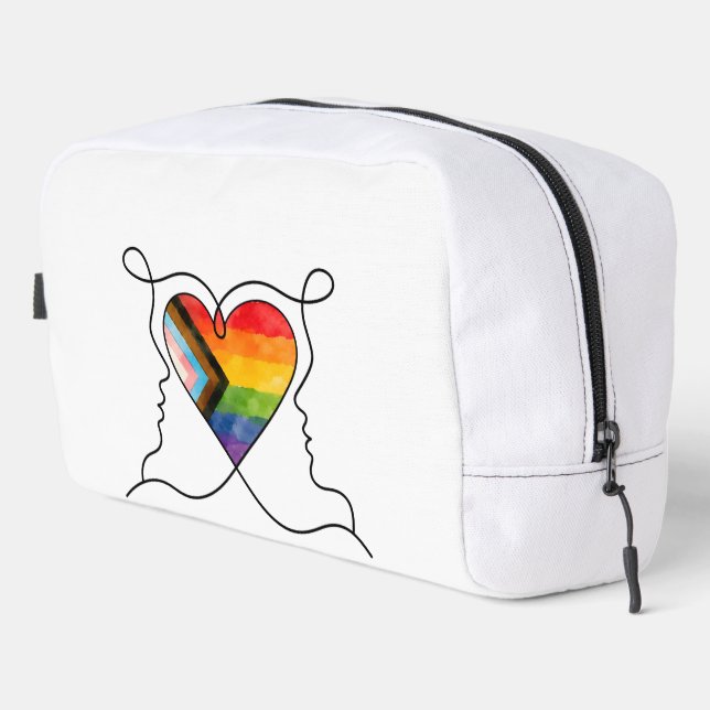 Progress Pride Heart Line Art Dopp Kit (Right Corner)