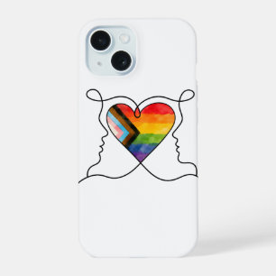 Progress Pride Heart Line Art iPhone 15 Case