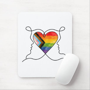 Progress Pride Heart Line Art Mouse Mat
