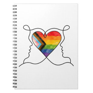 Progress Pride Heart Line Art Notebook