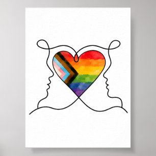 Progress Pride Heart Line Art Poster