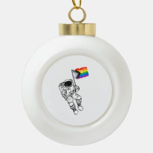 Progress Pride Moonman Distressed Ceramic Ball Christmas Ornament