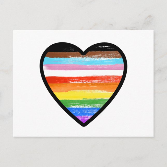 Progress Pride Painted Heart Postcard (Front)